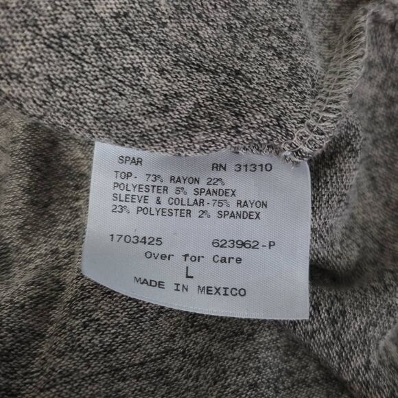 Fortune + Ivy Women's Size Large Heather Gray Soft Knit Button Detail Top - Picture 3 of 5